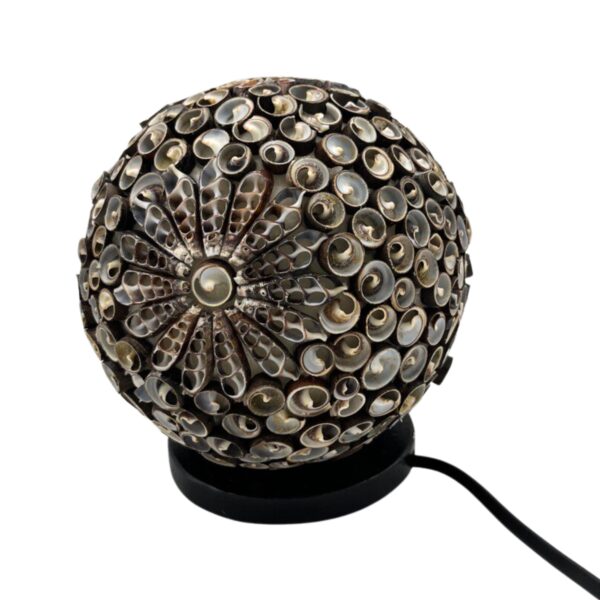 Boho Kagyló Lámpa - Barna gömb - 15 cm-2
