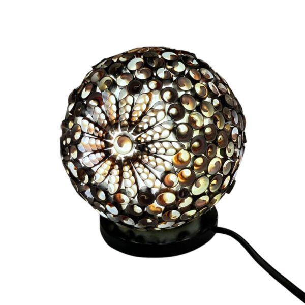 Boho Kagyló Lámpa - Barna gömb - 15 cm-3