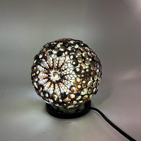 Boho Kagyló Lámpa - Barna gömb - 15 cm-4