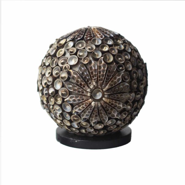 Boho Kagyló Lámpa - Barna gömb - 15 cm-1