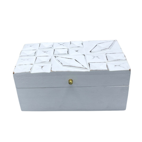 Vintage Deco - Többcélú doboz - 22x12x10cm - Fehér gyémántok-1